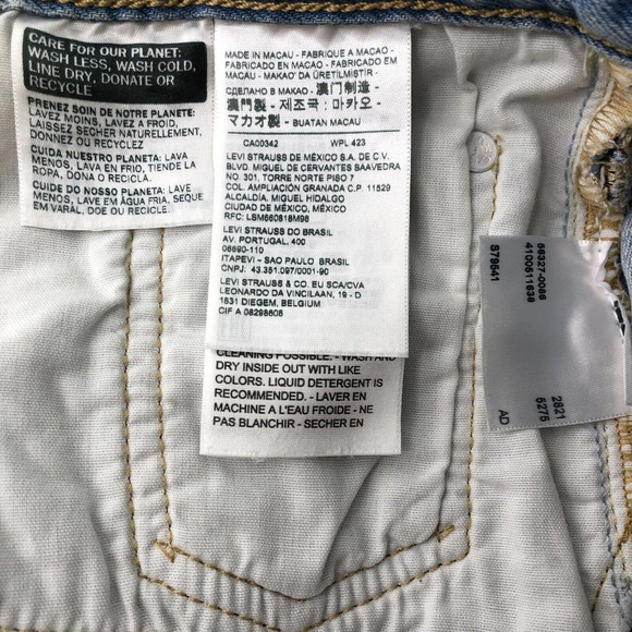 Levi's 501 High Rise Denim Shorts Womens 28 Button Fly Distressed Frayed Premium - Picture 8 of 10